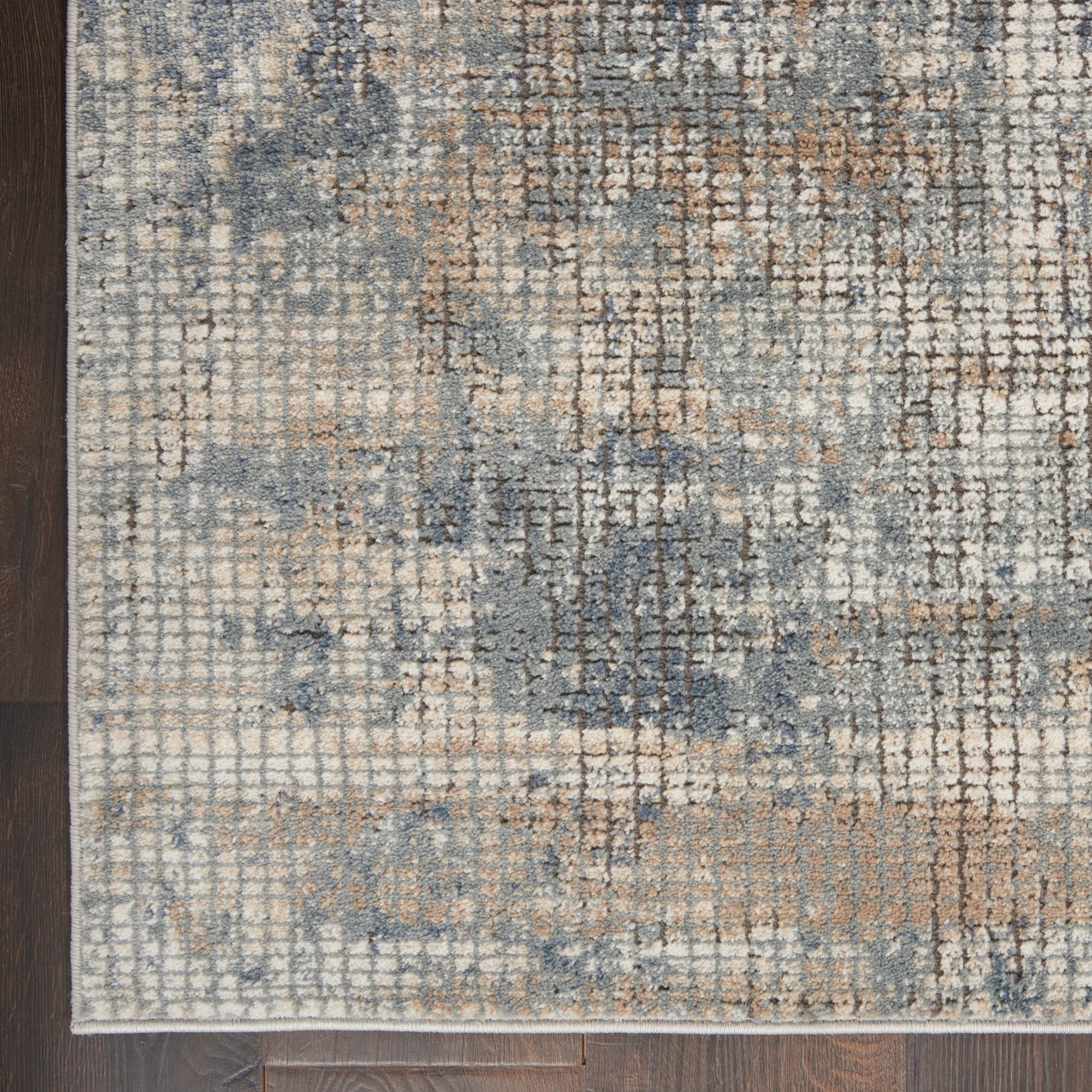 Nourison Quarry 2'2" x 10' Blue Beige Modern Indoor Rug