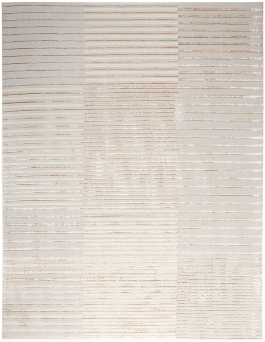 Inspire Me! Home Décor Brushstrokes 9' x 12' Beige Silver Modern Indoor Rug