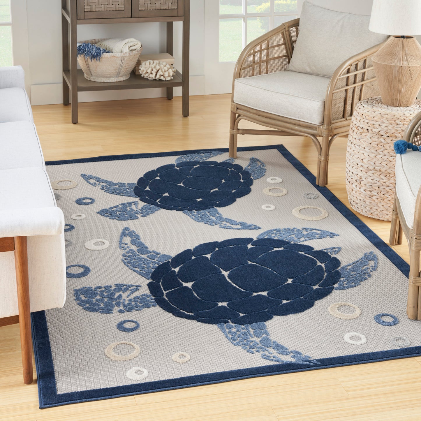 Nourison Aloha 6' x 9' Navy Blue Coastal, Nautical & Beach Rug
