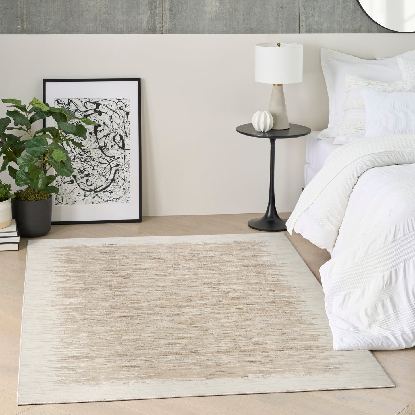 DKNY Grand Street 6' x 9' Ivory Taupe Modern Indoor Rug