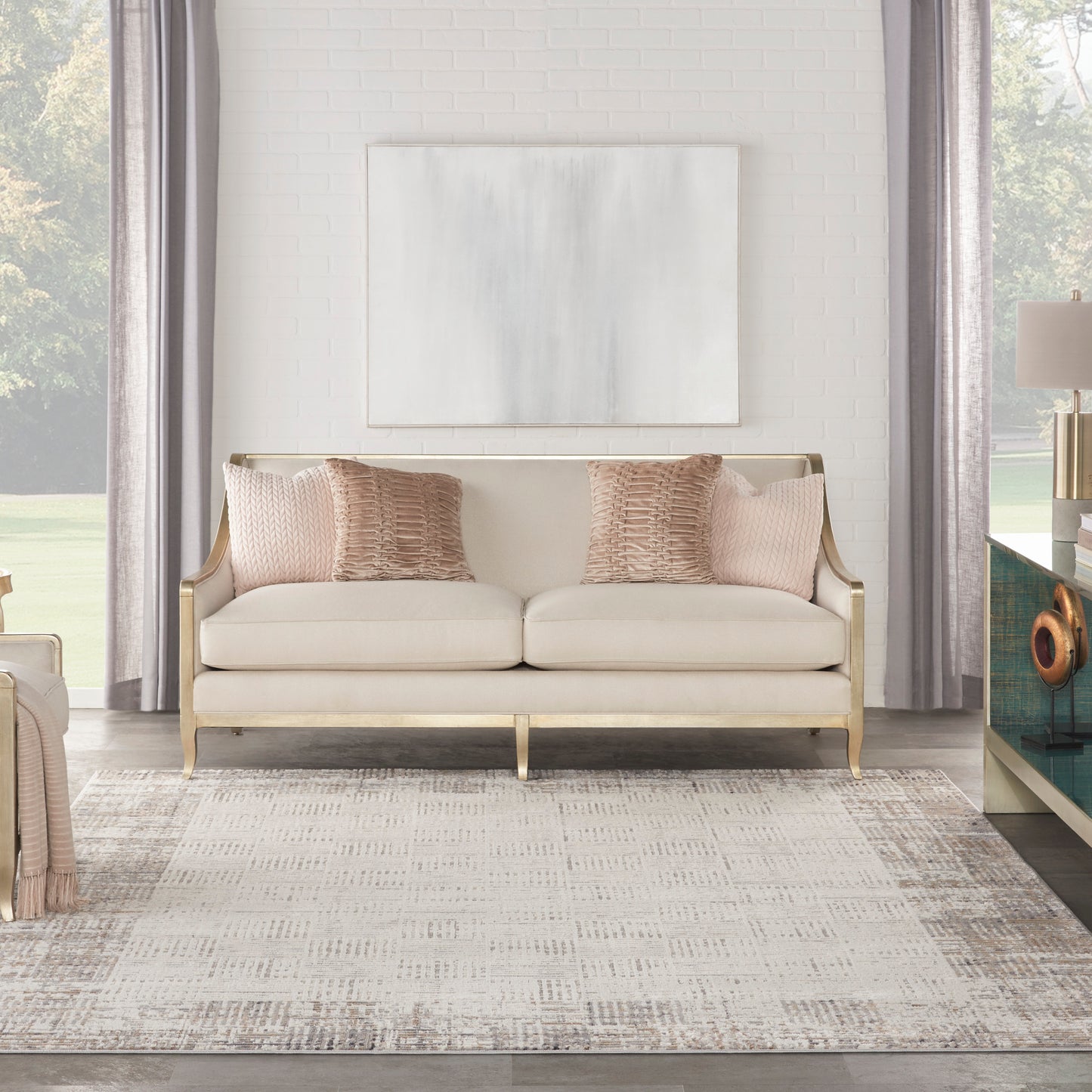Nourison Elation 7'10" x 9'10" Ivory Grey Modern Indoor Rug