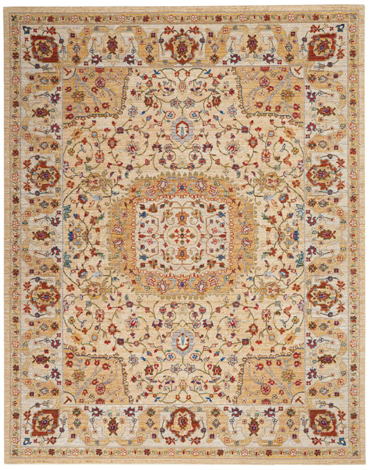 Nourison Majestic 7'9" x 9'9" Sand Farmhouse Indoor Rug