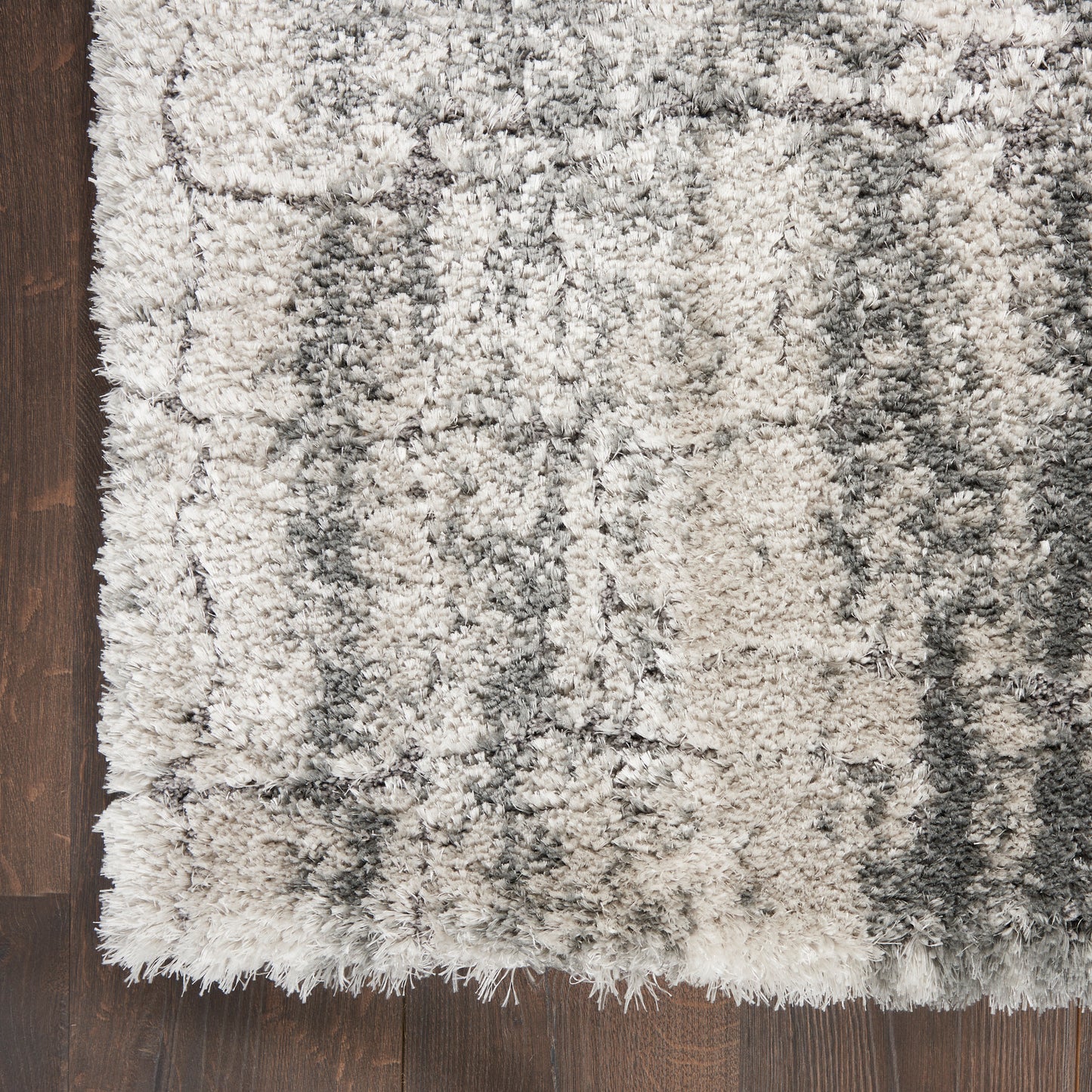 Nourison Dreamy Shag 7'10" x 9'10" Ivory Charcoal Shag Indoor Rug
