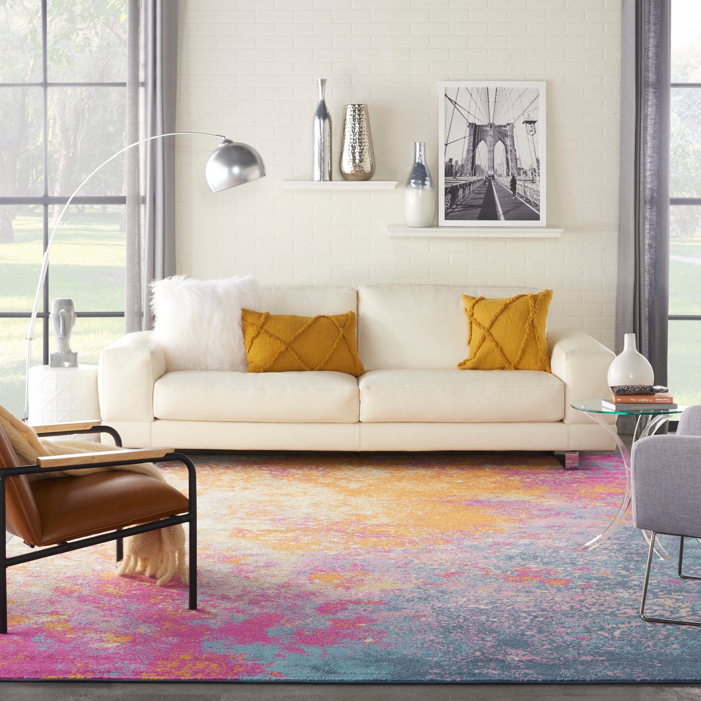 Nourison Passion 1'10" x 6' Sunburst Modern Indoor Rug
