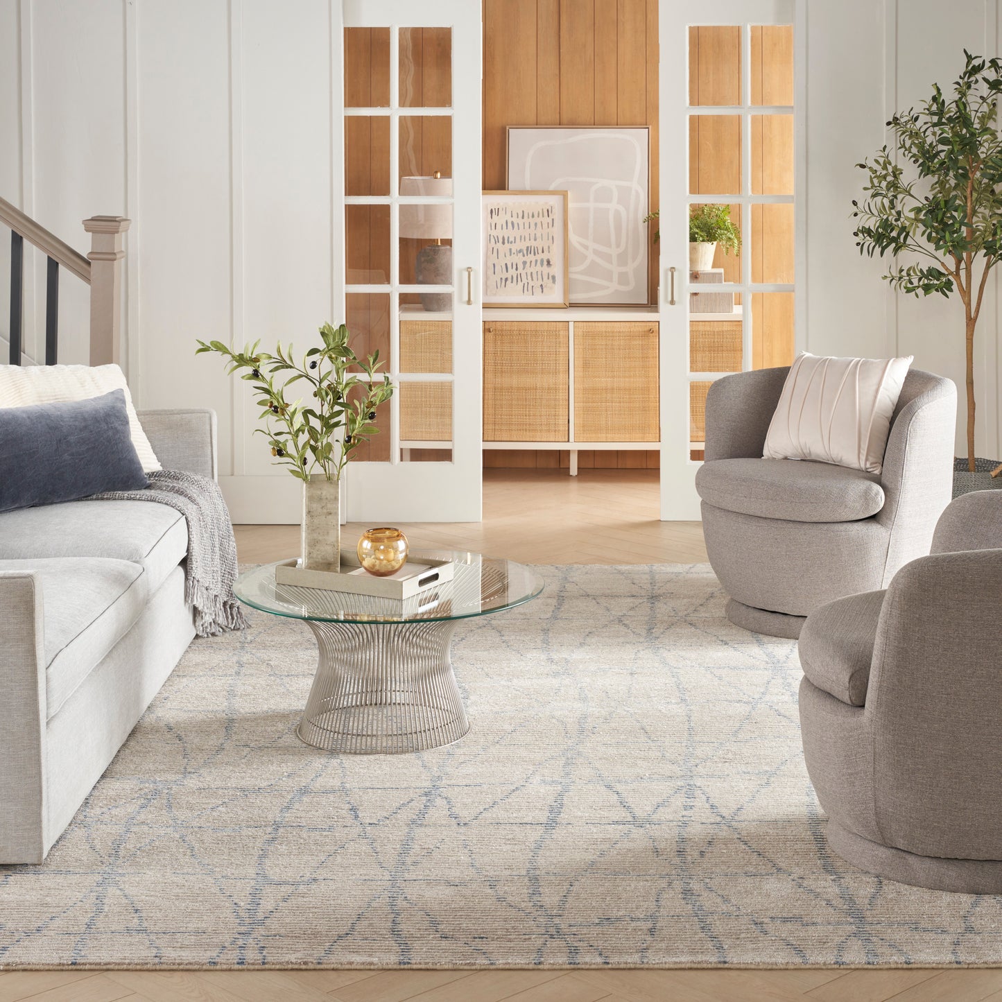 Nourison Ellora 8'6" x 11'6" Sky Scandinavian Indoor Rug