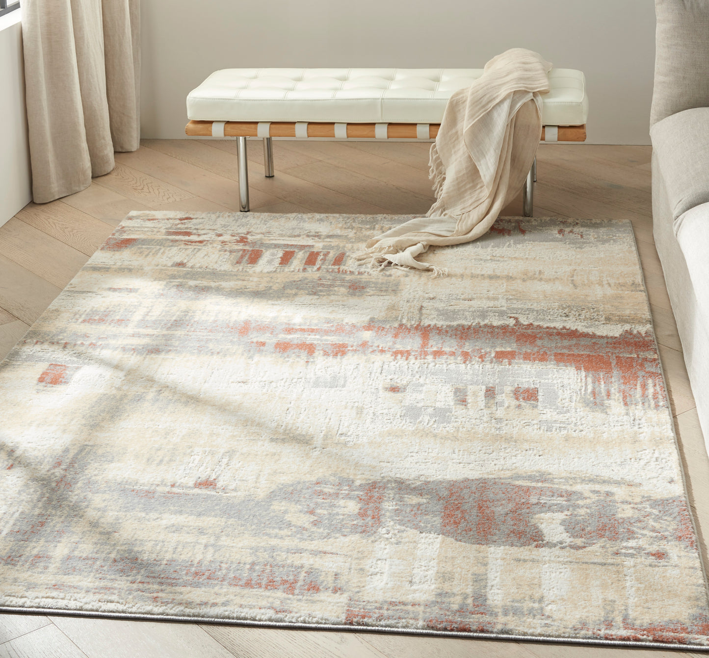 Calvin Klein CK005 Enchanting 5'3" x 7'3" Grey Rust Modern Indoor Rug