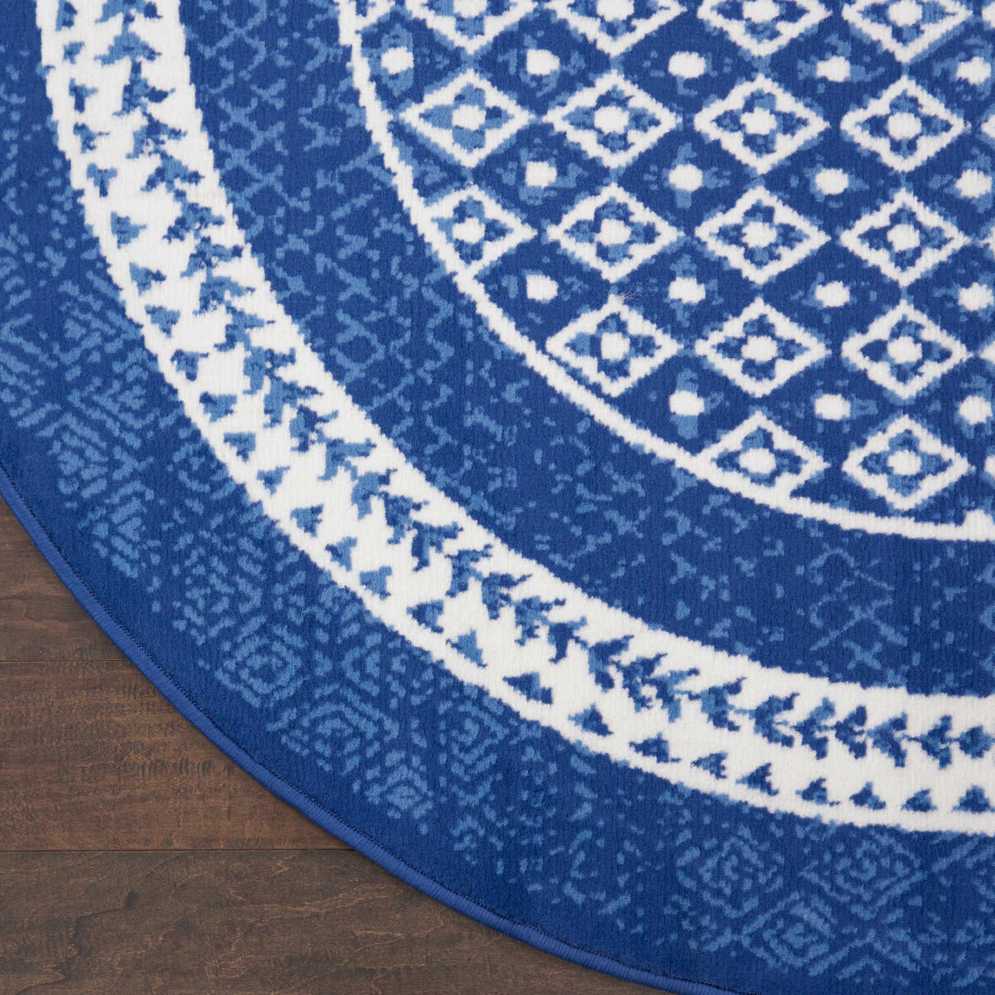 Nourison Whimsicle 5' x Round Navy Farmhouse Indoor Rug