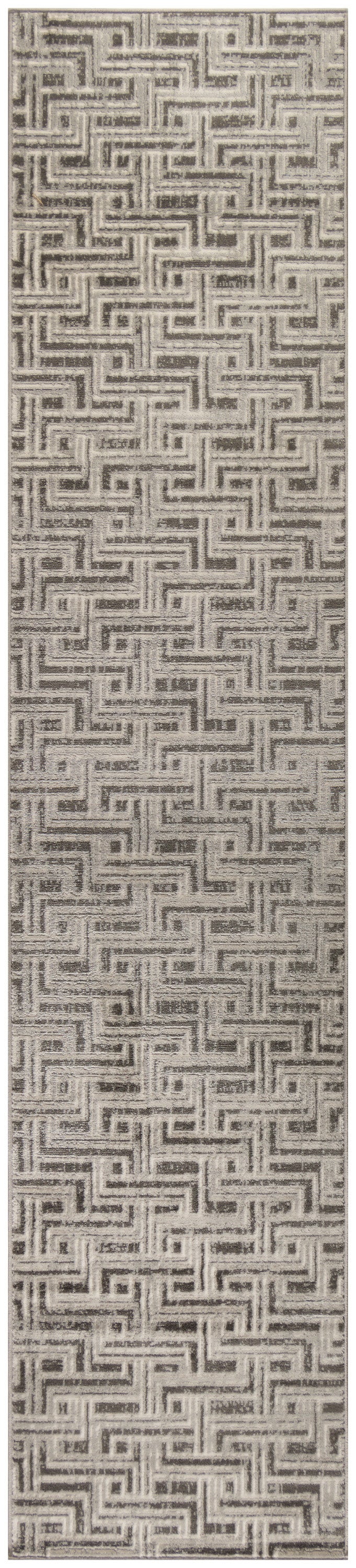 Nourison Serenity Home 2'2" x 7'6" Grey Ivory Modern Indoor Rug