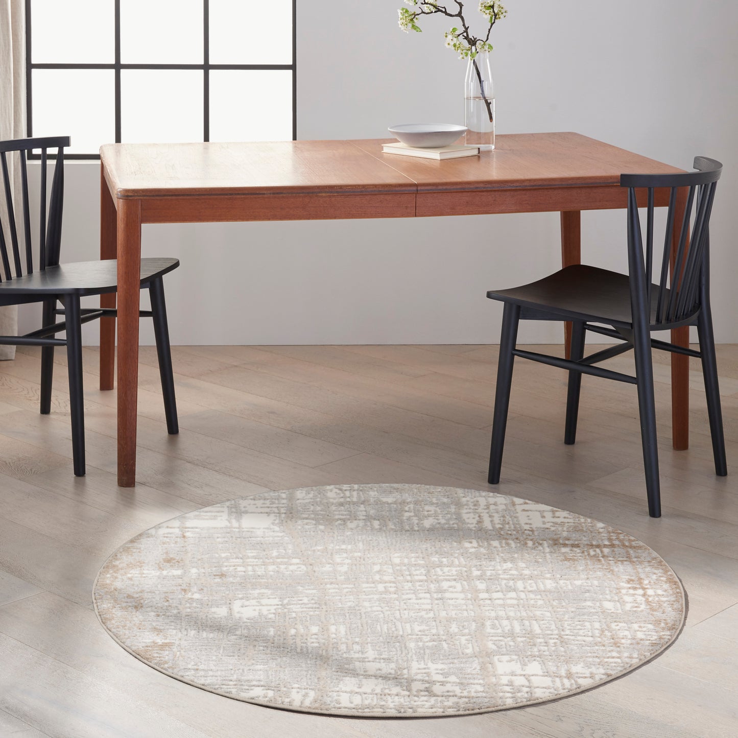 Calvin Klein CK950 Rush 4' x Round Ivory Taupe Modern Indoor Rug