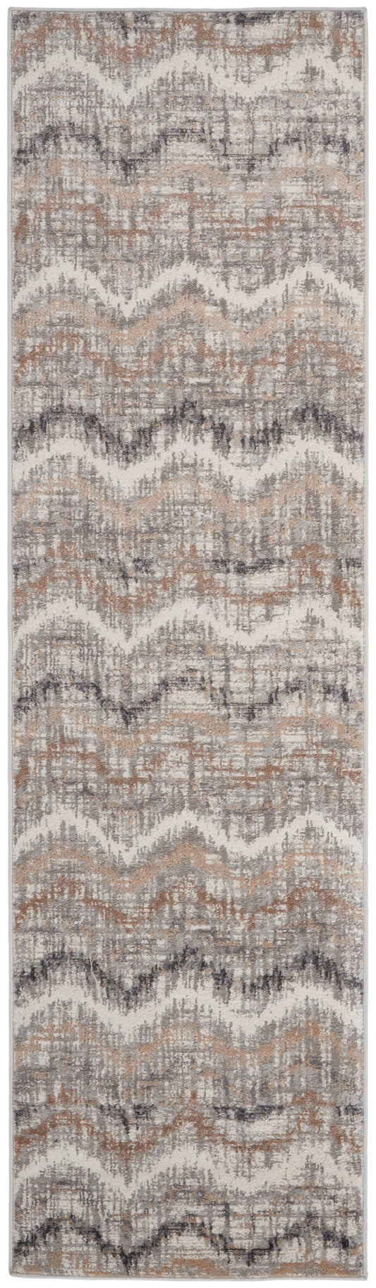 Nourison Elation 2'3" x 7'6" Grey Ivory Modern Indoor Rug