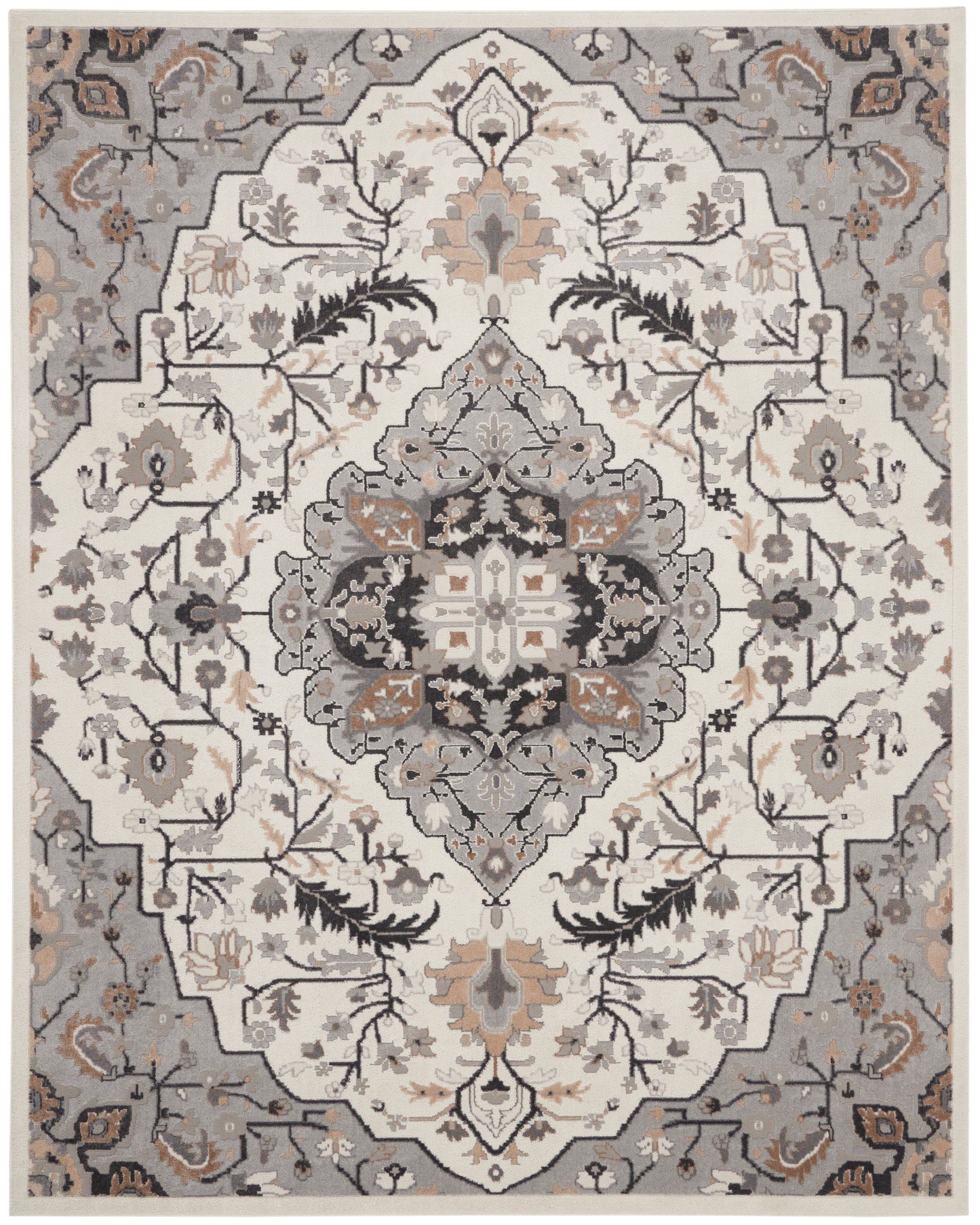 Nourison Elation 9' x 12' Ivory Grey Transitional Indoor Rug