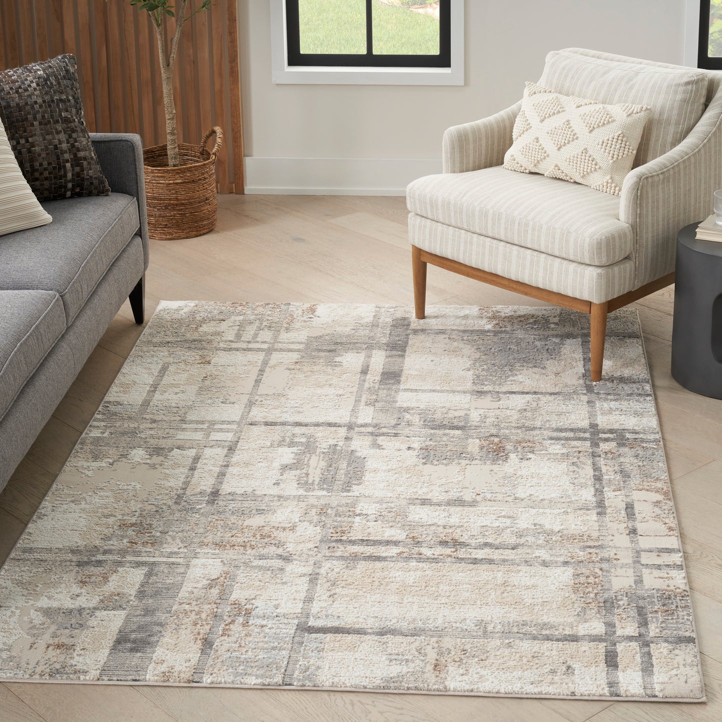 Nourison Sustainable Trends 5'3" x 7'3" Ivory Multicolor Modern Indoor Rug