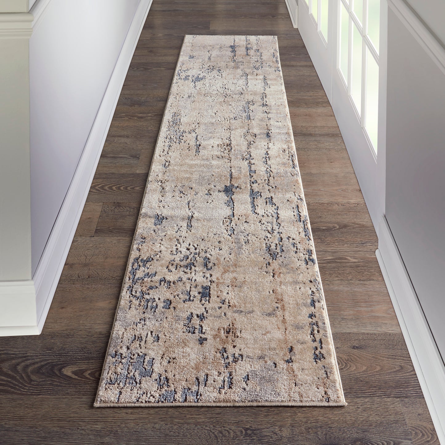 Nourison Quarry 2'2" x 7'6" Beige Grey Modern Indoor Rug