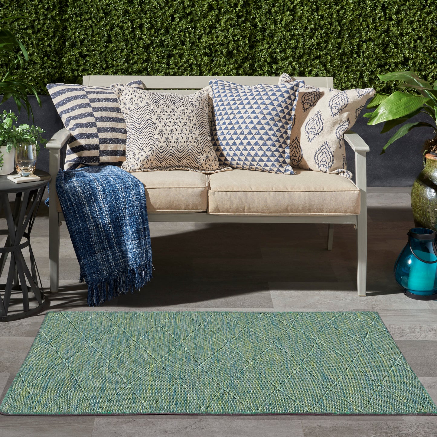 Nourison Washable Solutions 3' x 5' Blue/Green Modern Rug