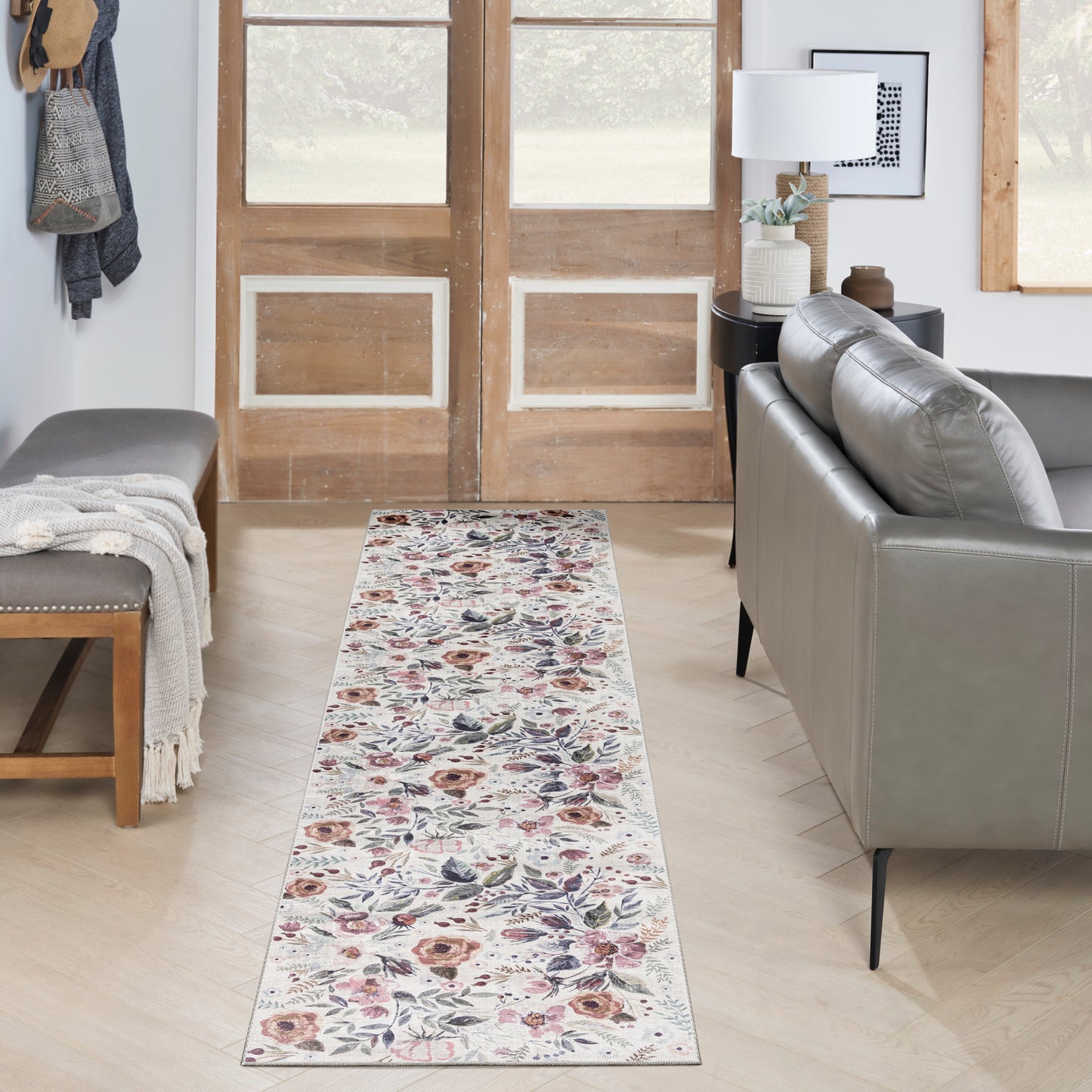 Nourison Nourison Washables 2'2" x 10' Ivory Pink Vintage Indoor Rug
