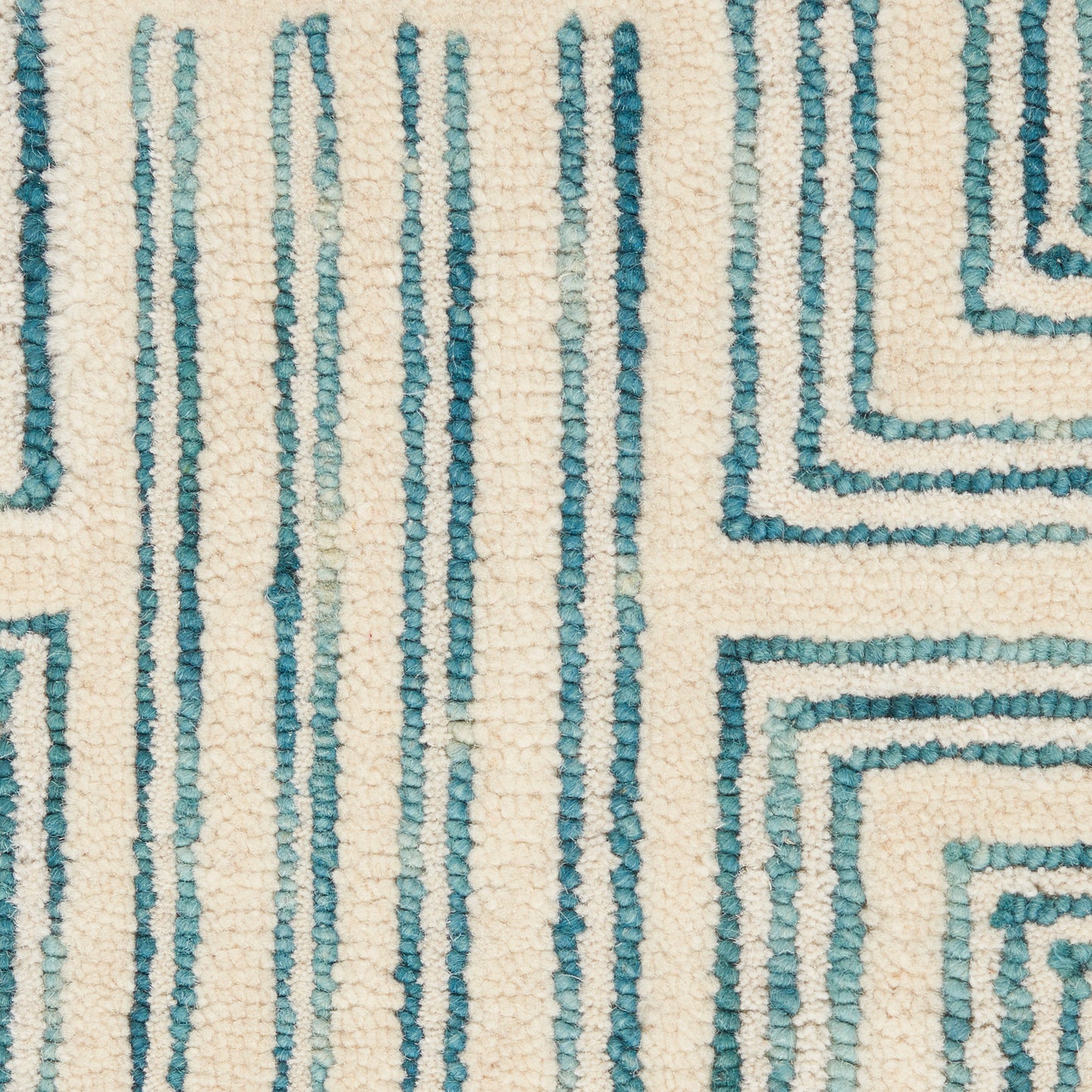Nourison Interlock 5' x 7'6" Ivory/Turquoise Modern Indoor Rug