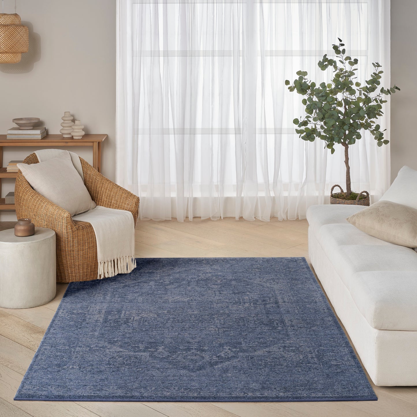 DKNY Pure Shades 5'3" x 7'8" Blue Vintage Indoor Rug
