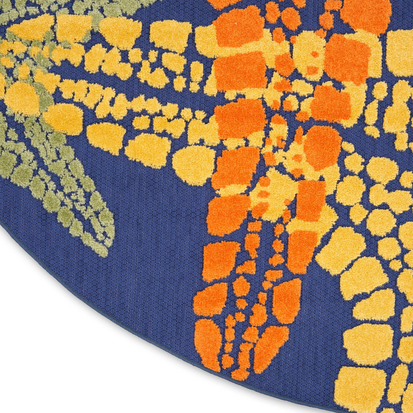 Nourison Aloha 5'3" x Round Blue Multicolor Outdoor Rug