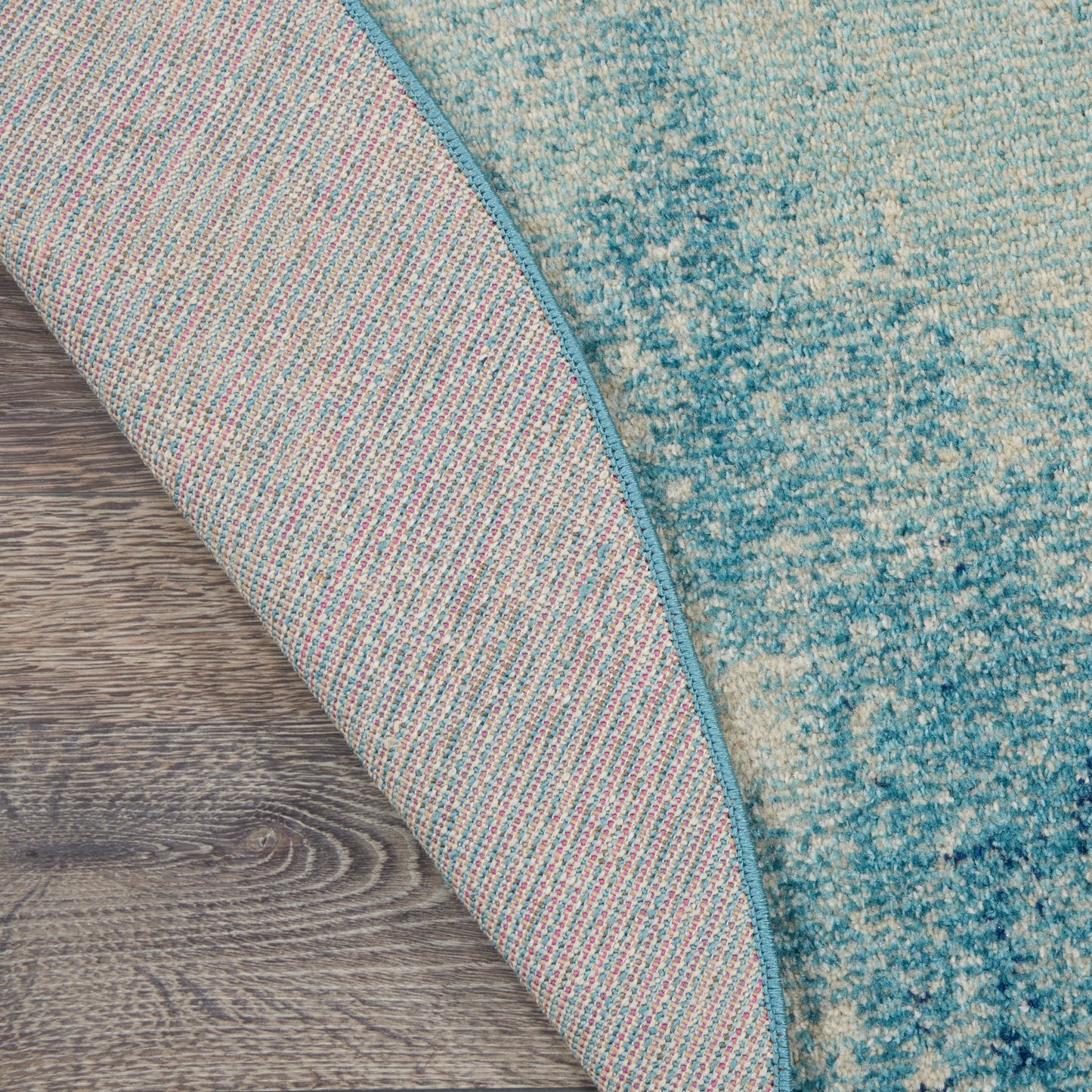 Nourison Passion 4' x Round Navy Light Blue Modern Indoor Rug