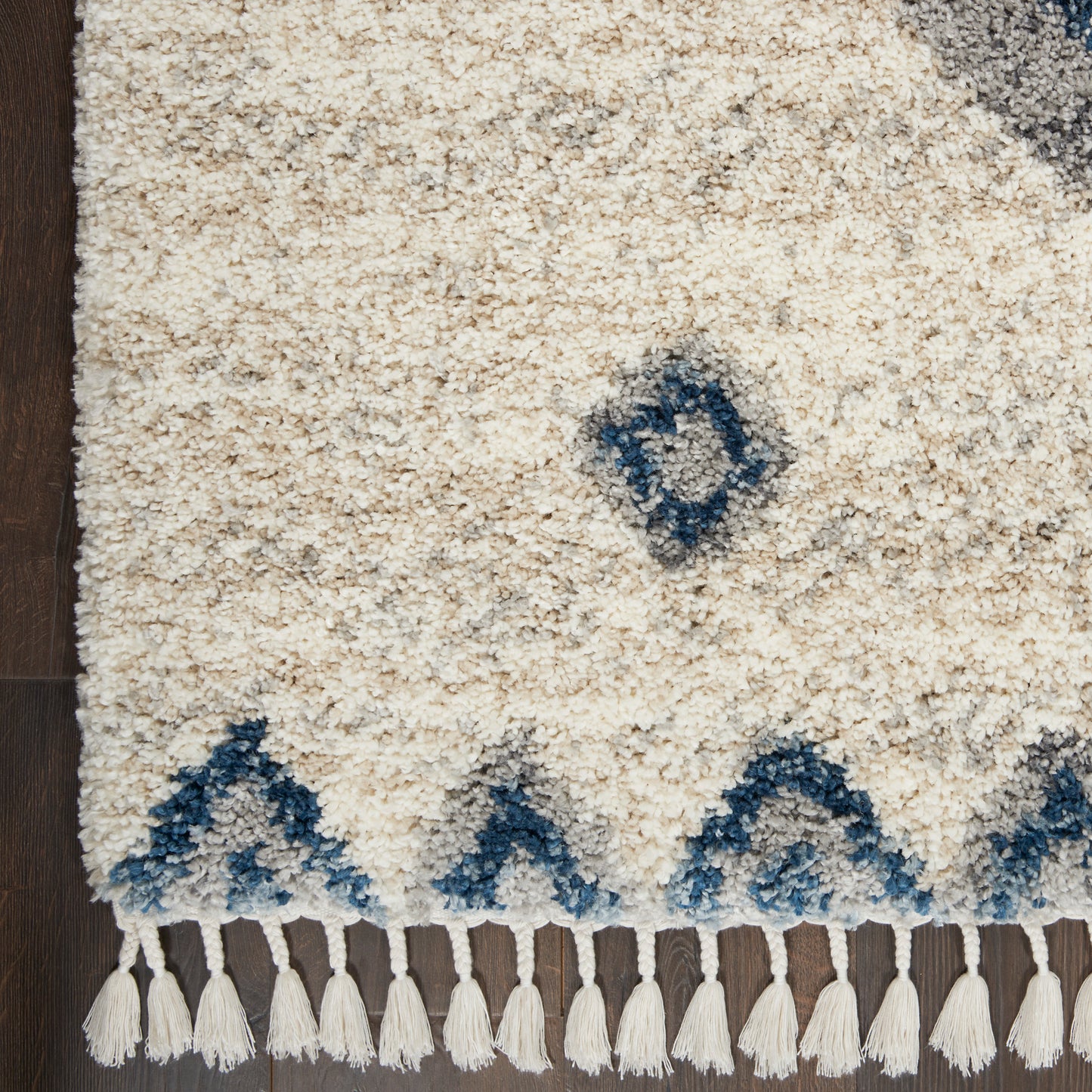 Nourison Oslo Shag 7'10" x 10'6" Ivory/Blue Shag Indoor Rug