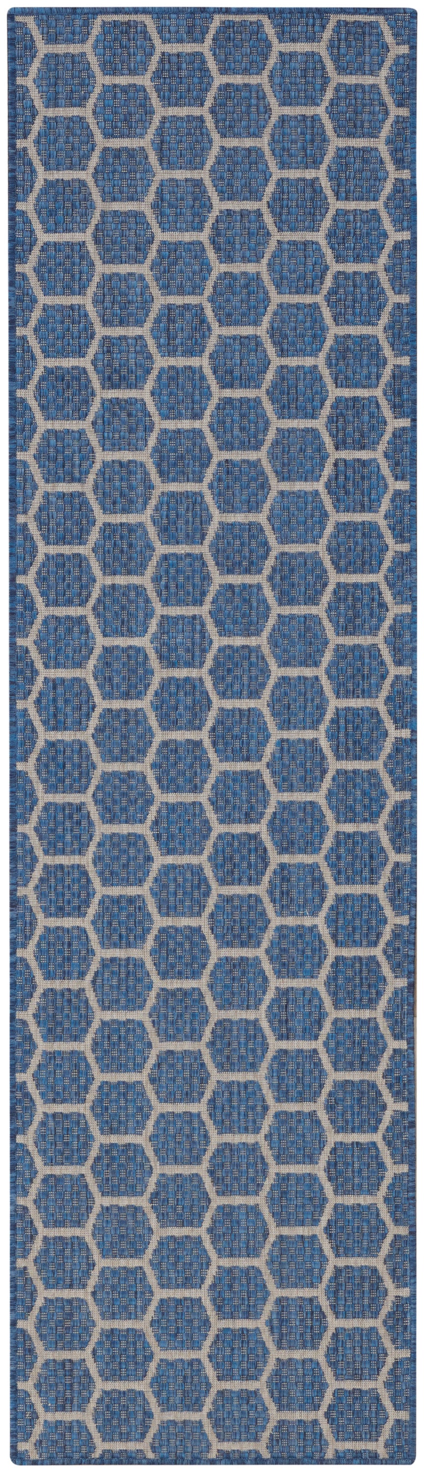 Nourison Twist Reversible 2' x 6' Blue Modern Rug