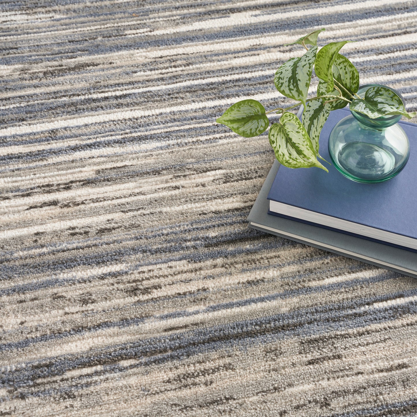 Nourison Serenity Home 9' x 12' Ivory Grey Blue Modern Indoor Rug