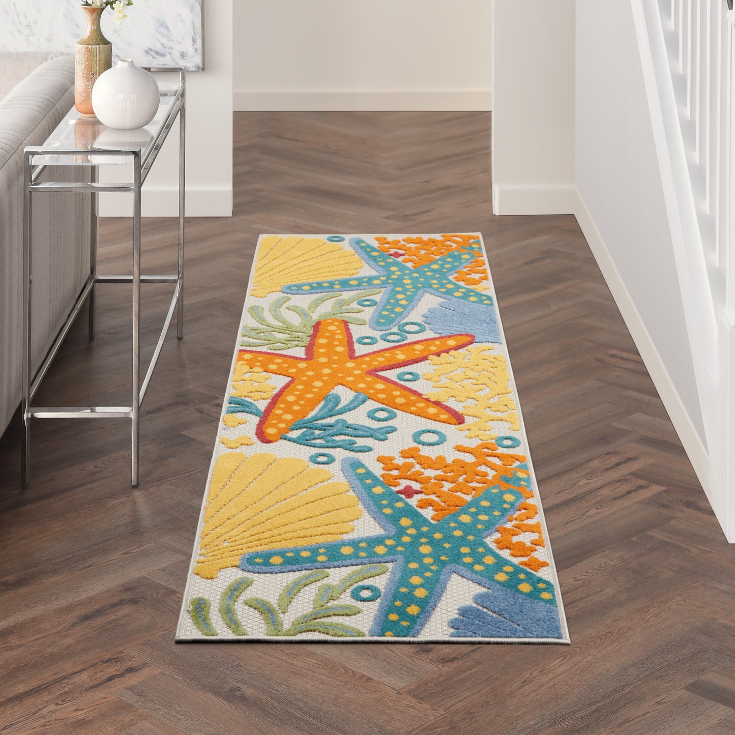 Nourison Aloha 2' x 6' Multicolor Coastal, Nautical & Beach Rug