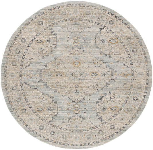 Nourison Lynx 7’10” x Round Light Blue Vintage Indoor Rug