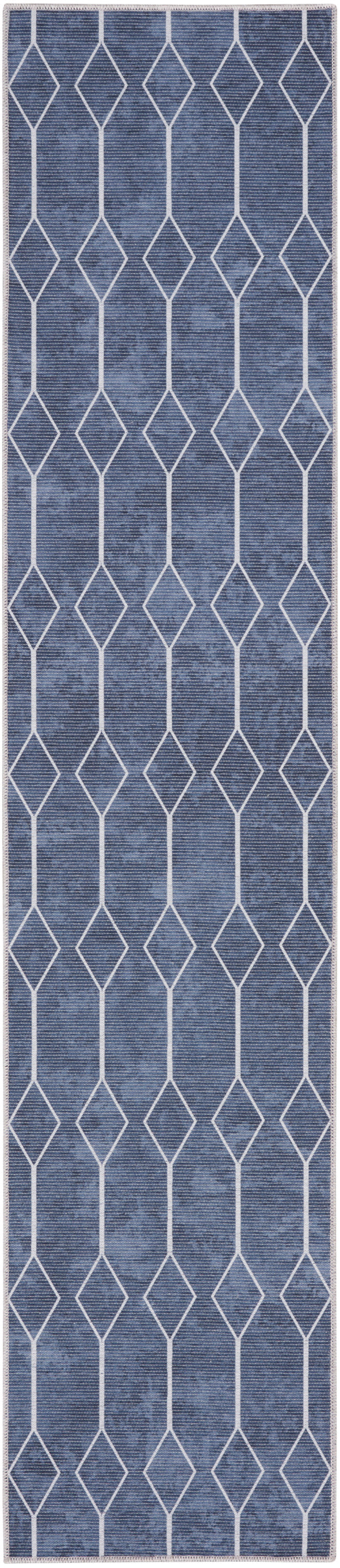 Nicole Curtis Machine Washable Series 1 2'2" x 10' Navy Modern Indoor Rug