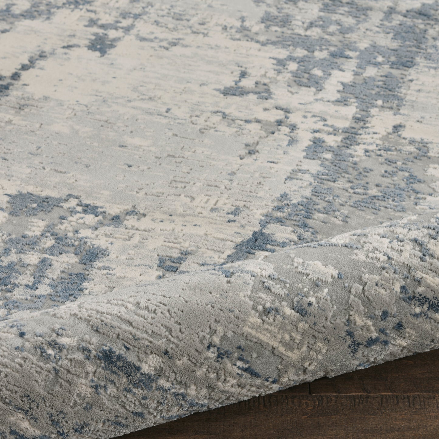 Nourison Rustic Textures 7’10” x Round Ivory Blue Modern Indoor Rug