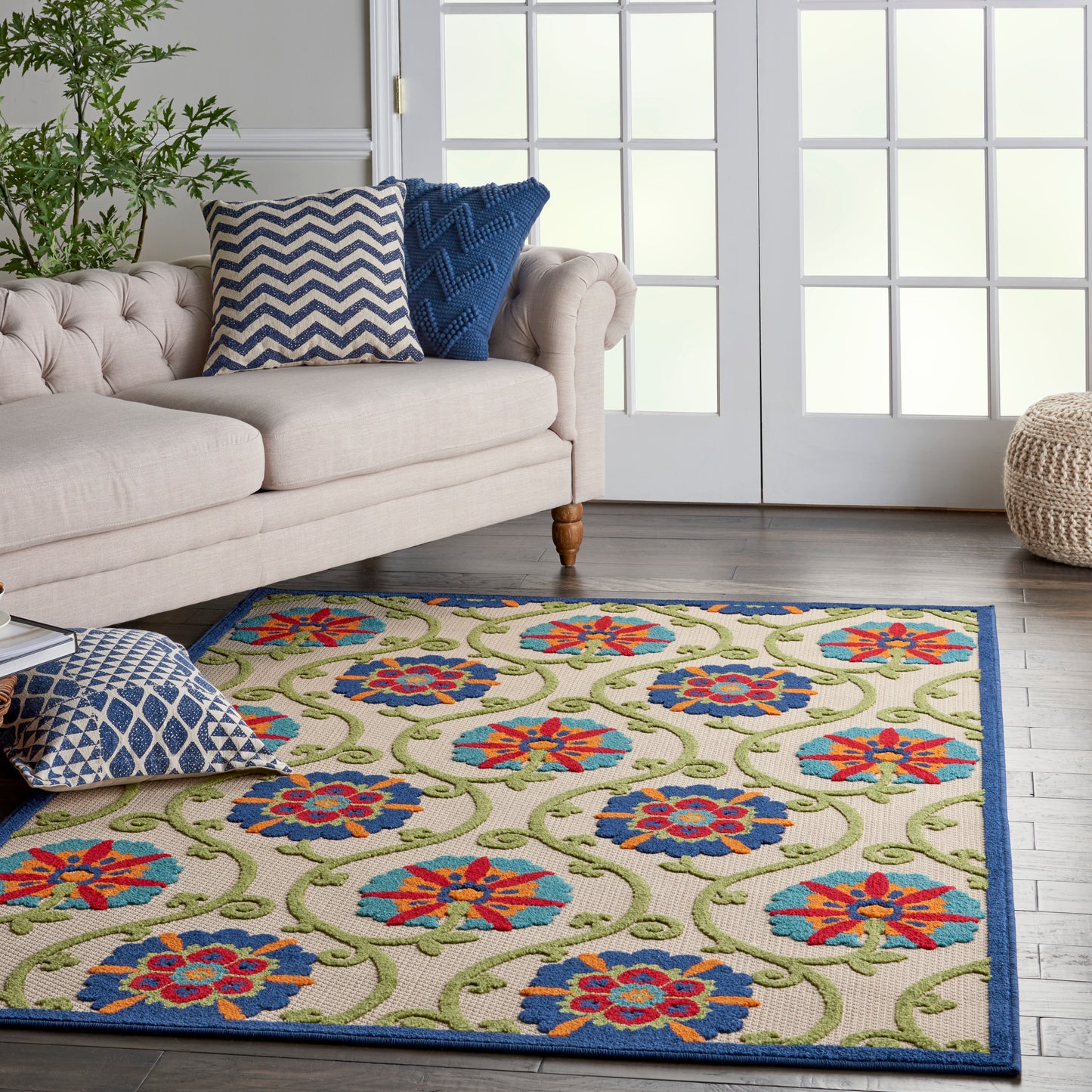 Nourison Aloha 6' x 9' Blue Multicolor Contemporary Rug