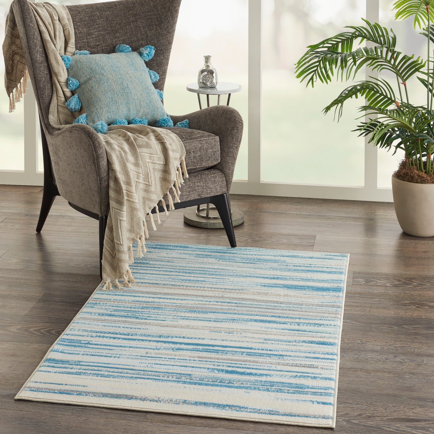 Nourison Jubilant 3' x 5' Blue Modern Indoor Rug