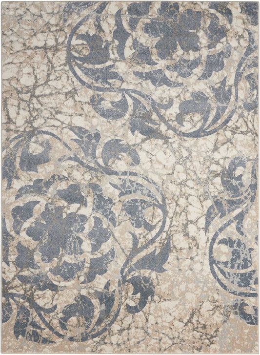 Nourison Maxell 9'3" x 12'9" Ivory/Blue Modern Indoor Rug