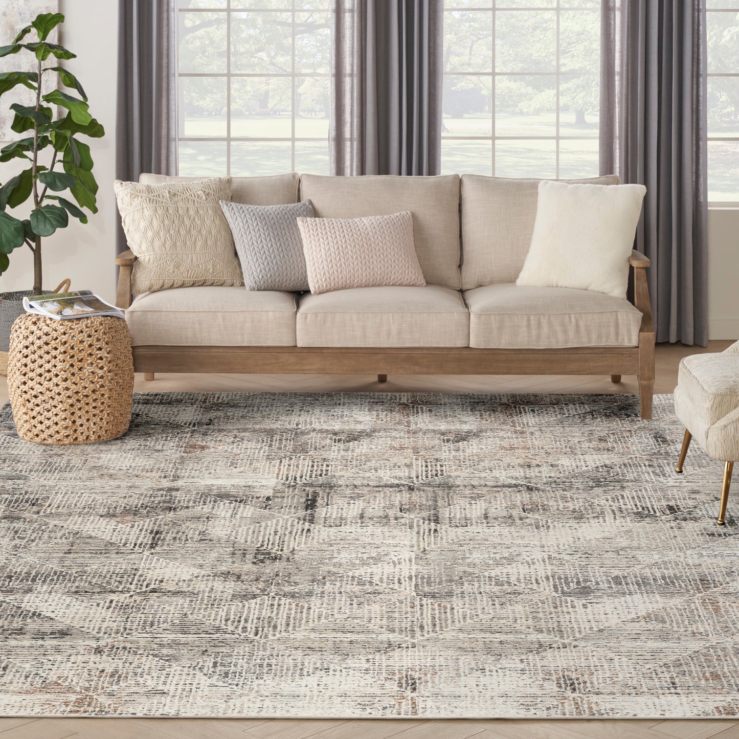 Nourison Sustainable Trends 7'10" x 9'10" Ivory Multicolor Modern Indoor Rug