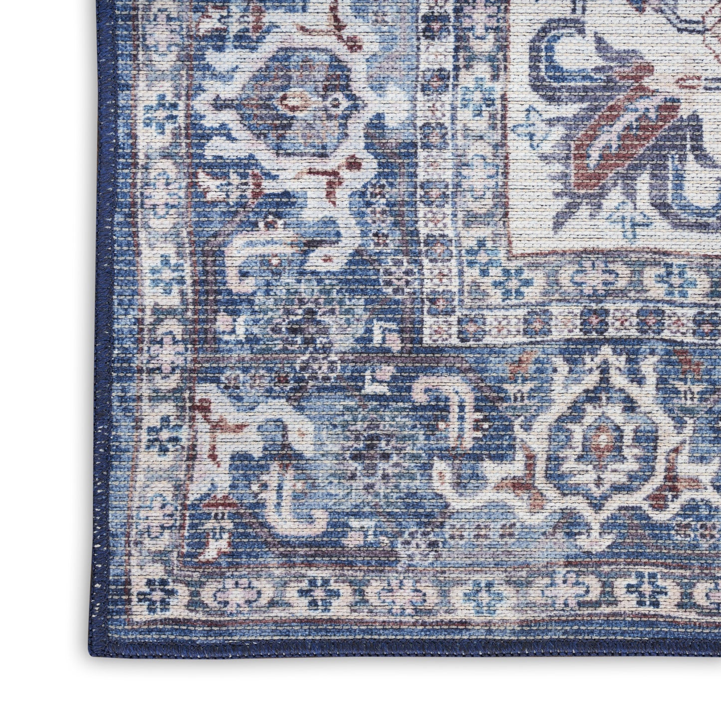 Nicole Curtis Machine Washable Series 1 10' x 14' Navy Ivory Vintage Indoor Rug