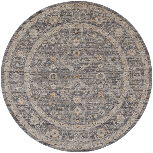 Nourison Lynx 7’10” x Round Slate Multicolor Vintage Indoor Rug