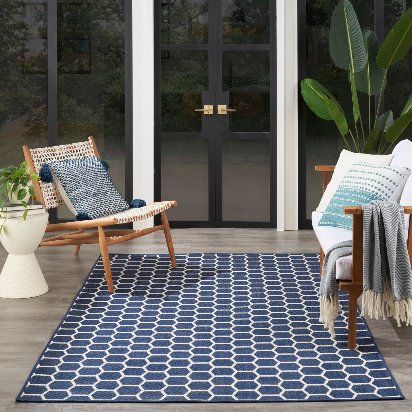 Nourison Twist Reversible 5' x 7' Navy Modern Rug