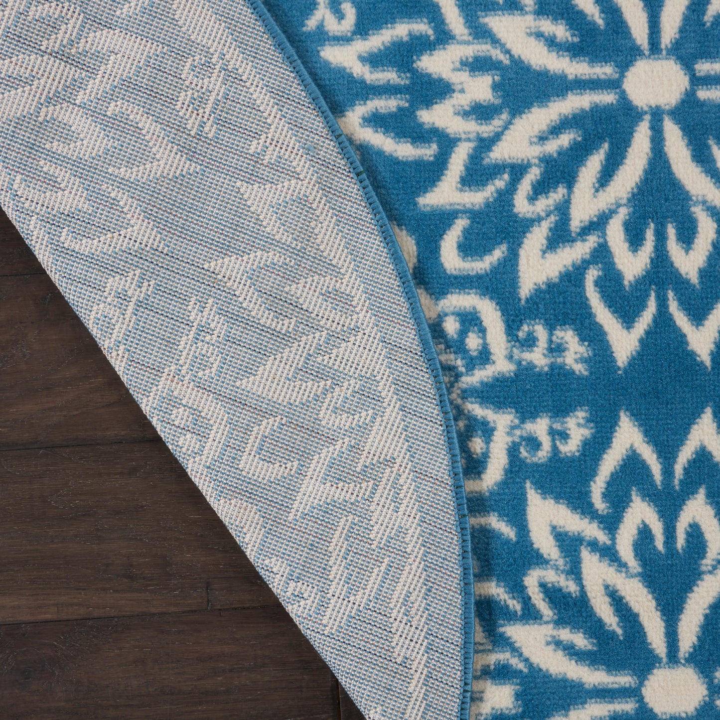 Nourison Jubilant 5'3" x Round Ivory Blue Farmhouse Indoor Rug