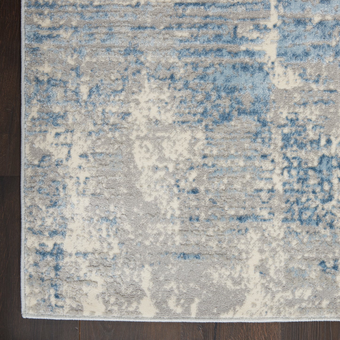 Nourison Solace 2'3" x 7'3" Ivory/Grey/Blue Modern Indoor Rug