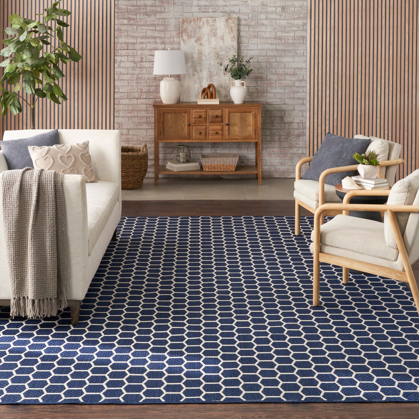 Nourison Twist Reversible 9' x 12' Navy Modern Rug