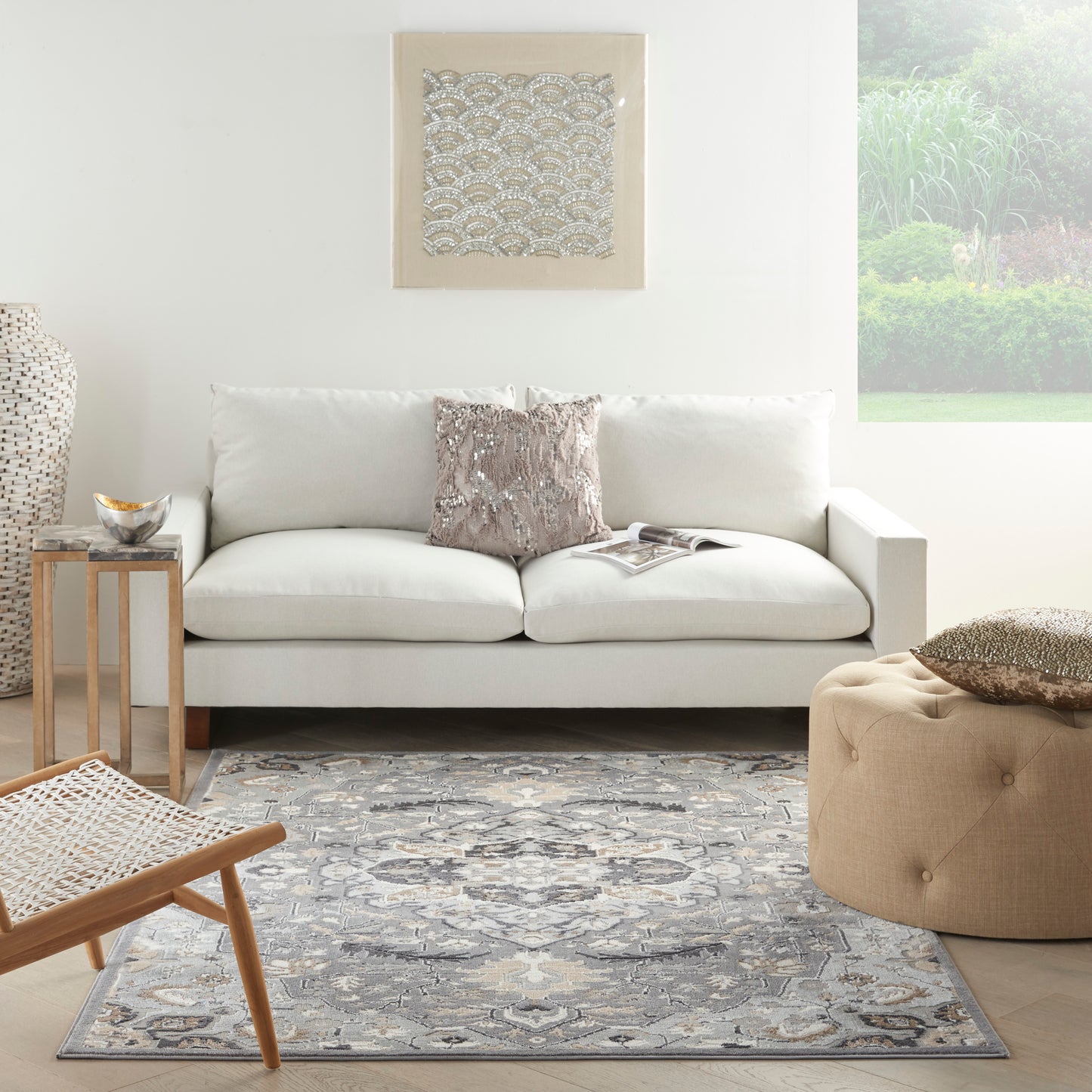 Nourison Elation 4' x 6' Grey Transitional Indoor Rug