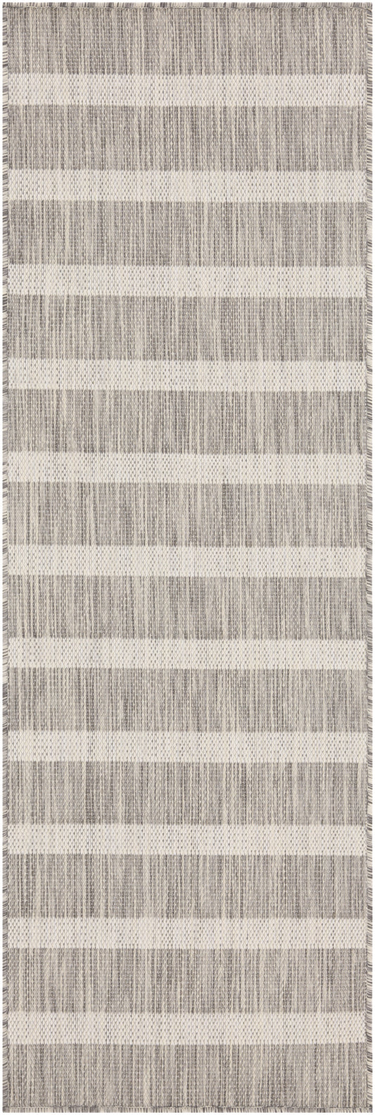 Nourison Positano 2' x 6' Grey Ivory Modern Rug