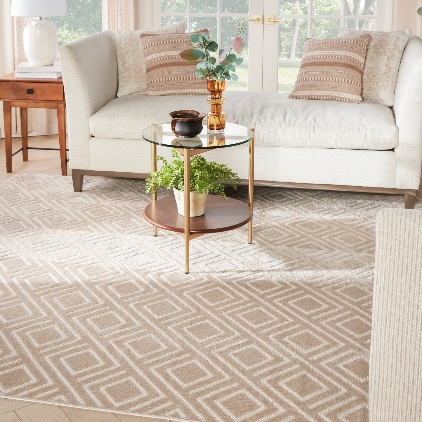 Nourison Care Free 7'10" x 9'10" Beige Modern Indoor Rug