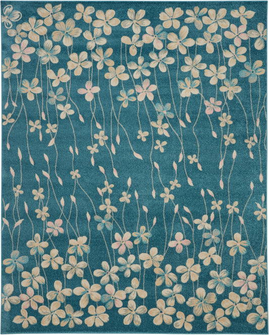 Nourison Tranquil 8'10" x 11'10" Turquoise Contemporary Indoor Rug
