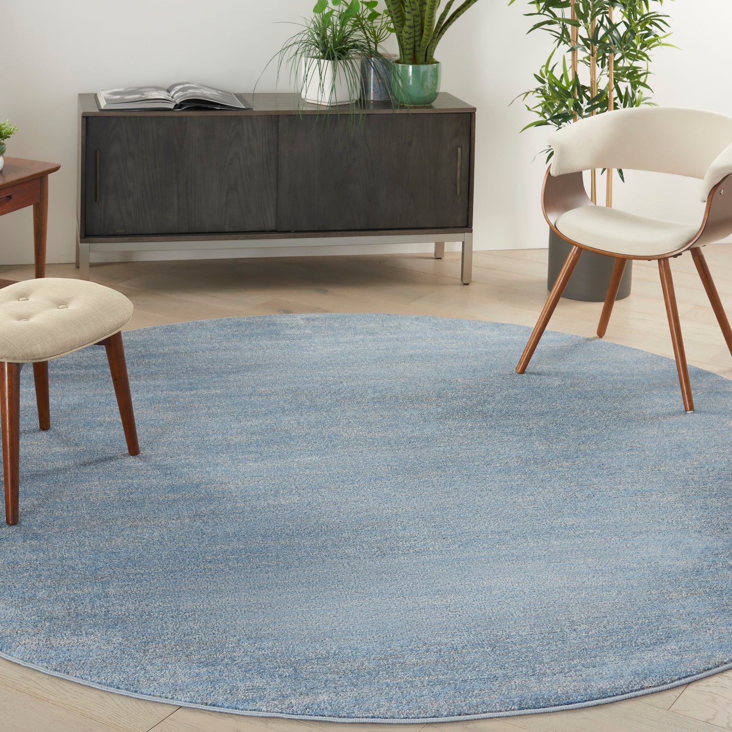 Nourison Nourison Essentials 8' x Round Blue/Grey Outdoor Rug