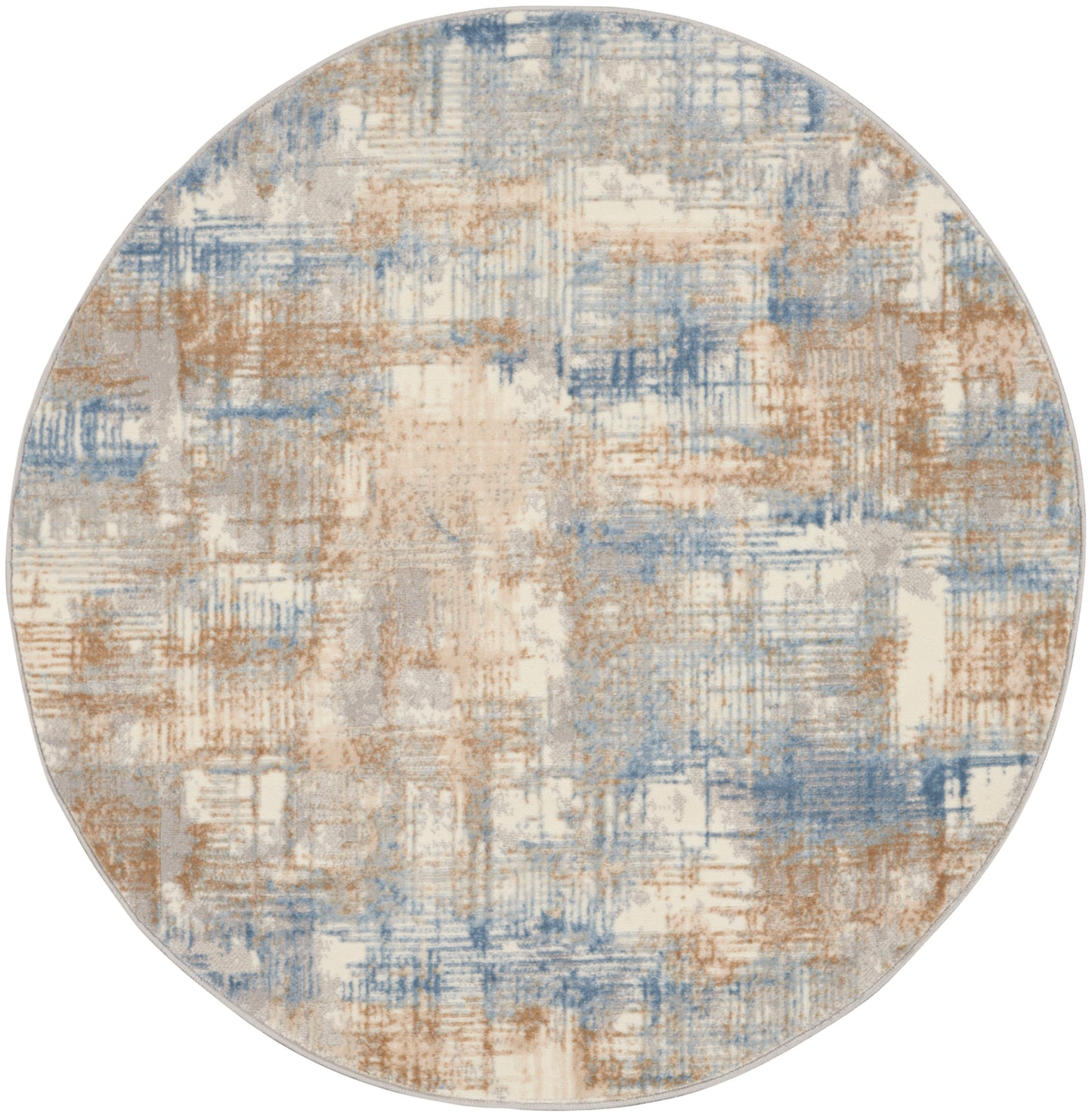 Calvin Klein CK950 Rush 4' x Round Blue Beige Modern Indoor Rug