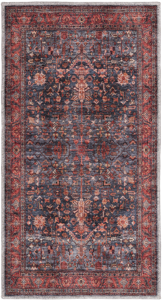 Nourison Grand Washables 2' x 3'9" Navy Brick Vintage Indoor Rug