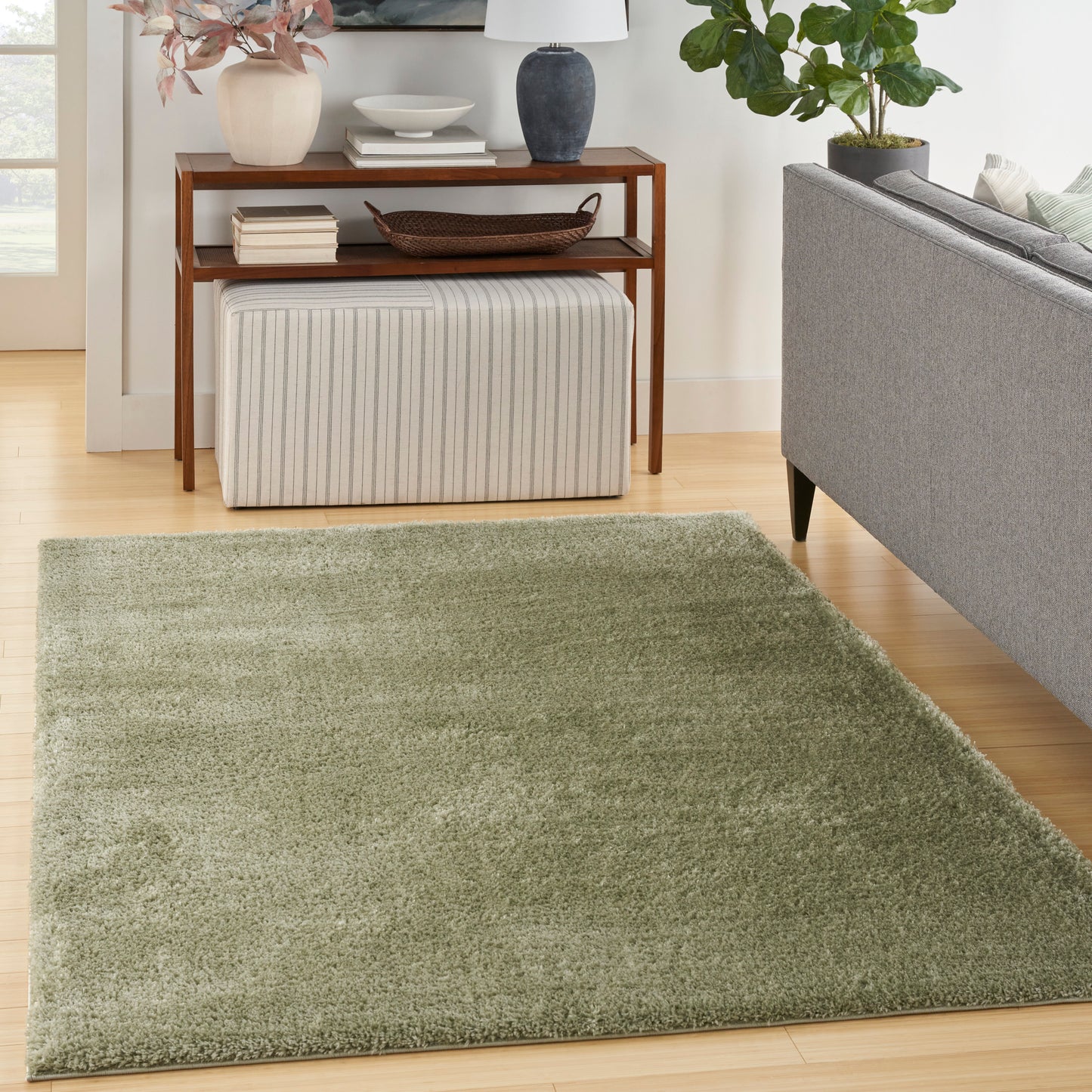 Nourison Pacific Shag 7'10" x 9'10" Green Shag Indoor Rug
