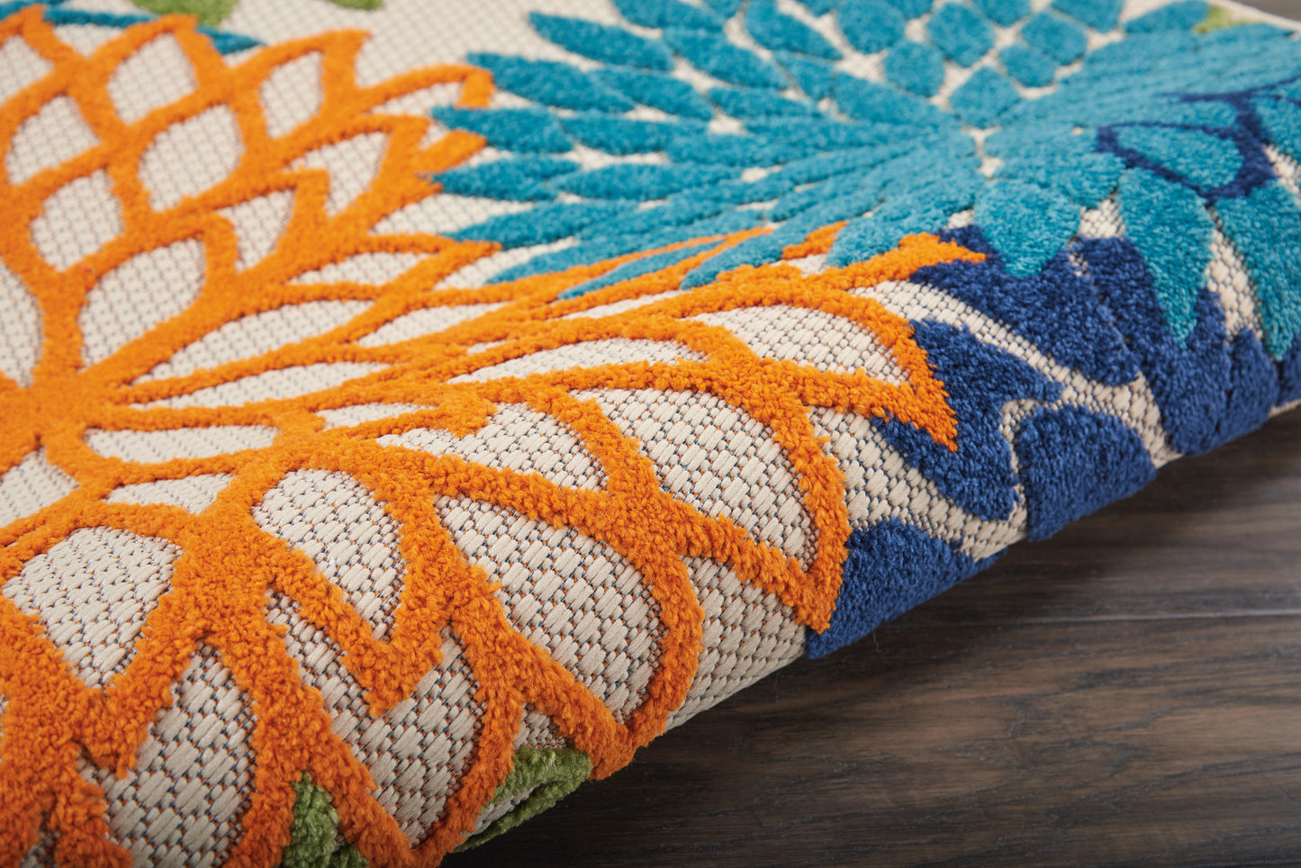 Nourison Aloha 4' x Round Multicolor Tropical Rug