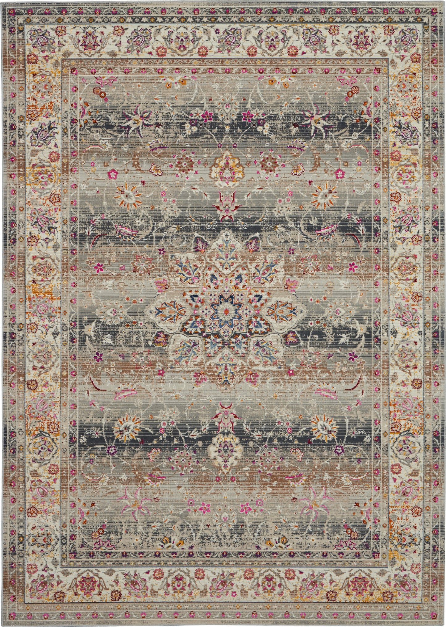 Nourison Vintage Kashan 5'3" x 7'10" Grey Vintage Indoor Rug